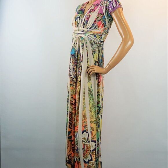 Believe Dress Fit & Flare Multi Color Boho Floral Tie Dye Women Sz S USA Made - Picture 3 of 12